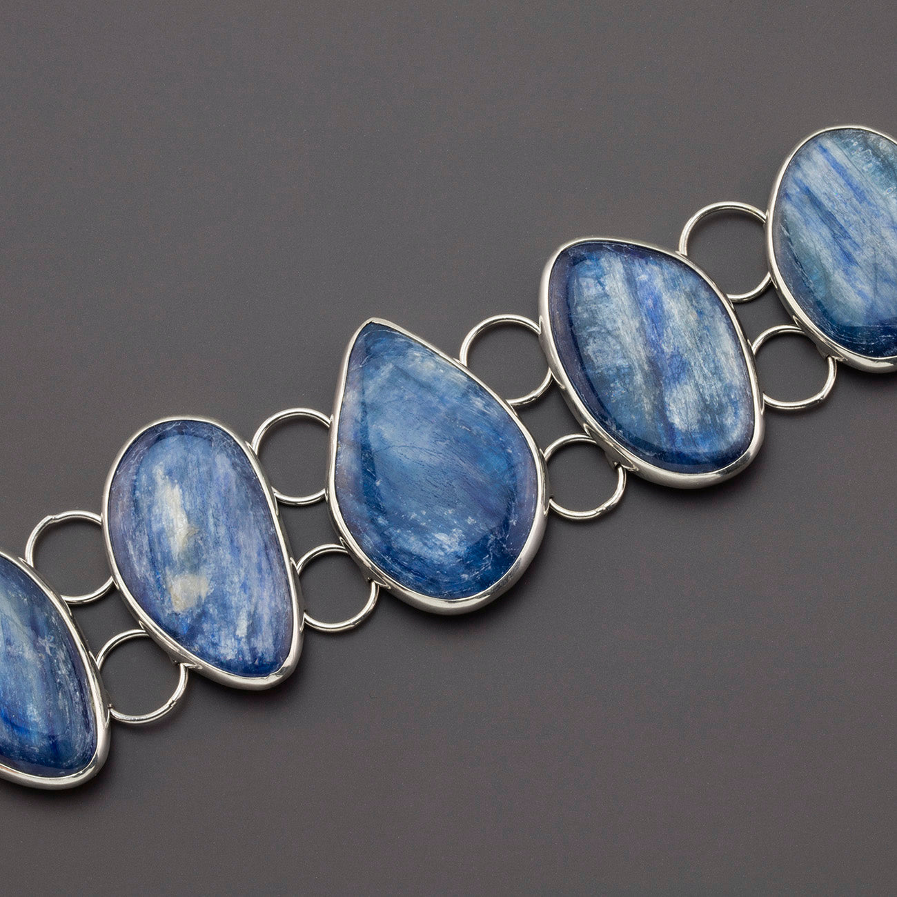 blue dream large silver and kyanite bracelet