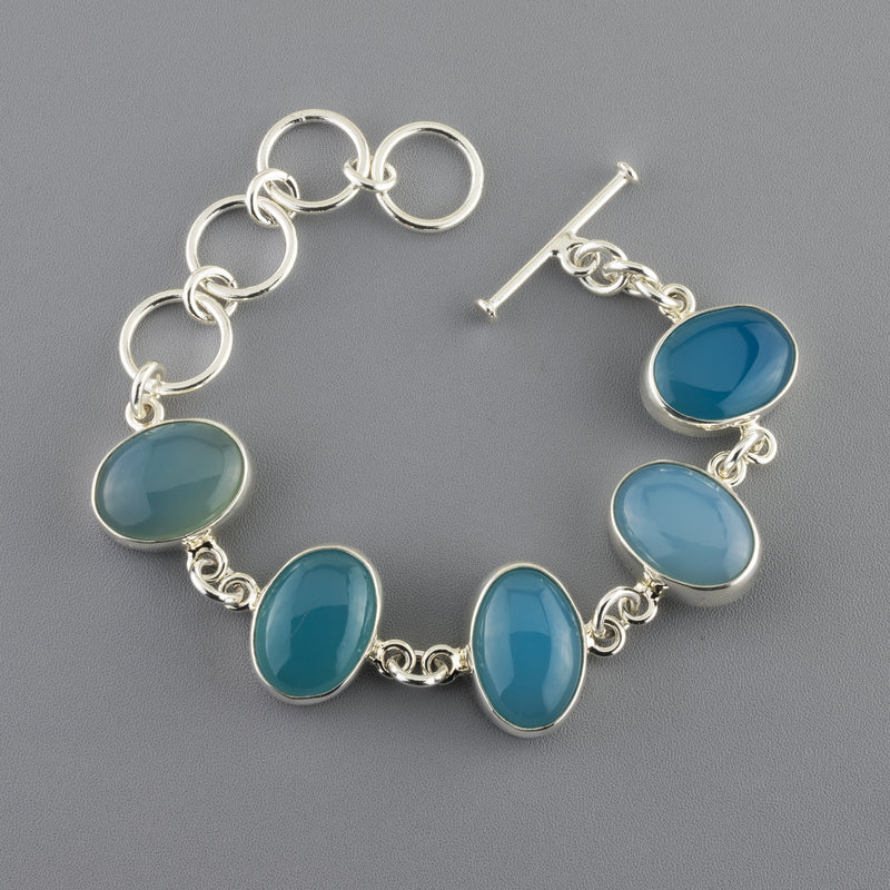 blue horizon chalcedony silver bracelet