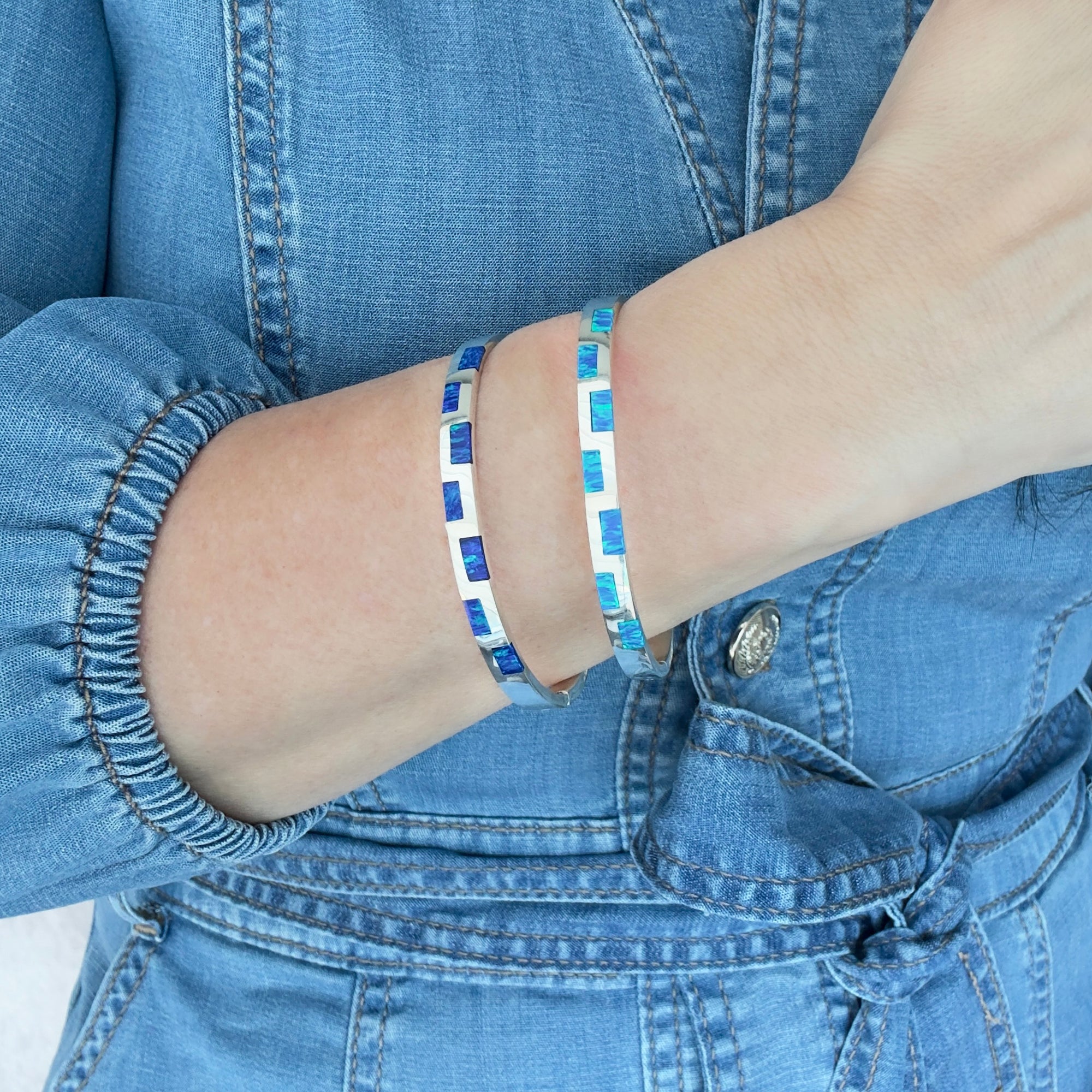 Bits of Blue Bangle Bracelet