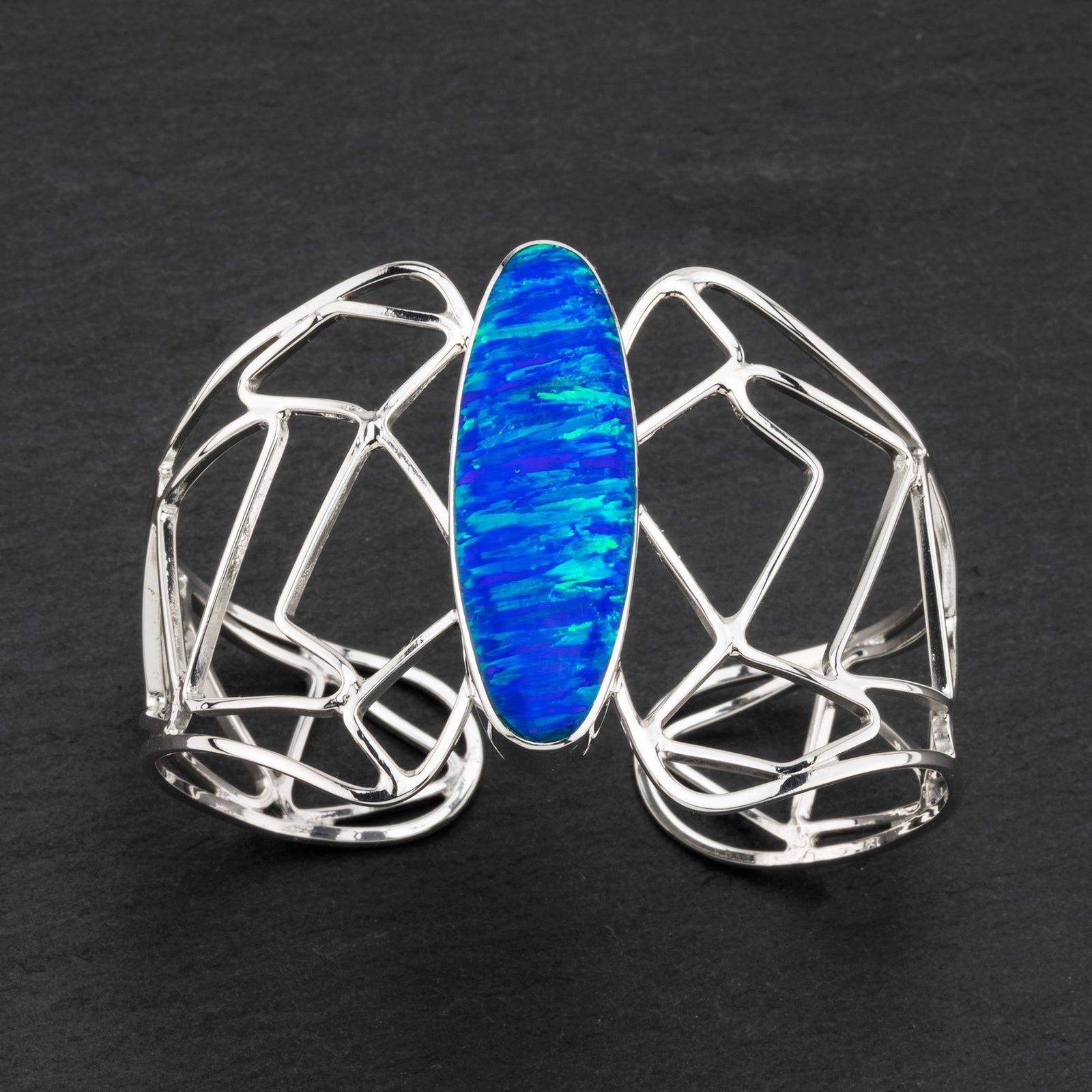 blue opal butterfly cuff bracelet