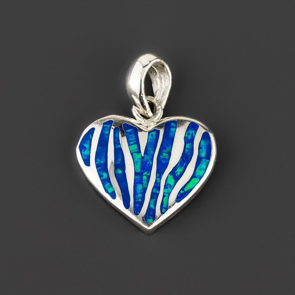 blue opal heart pendant