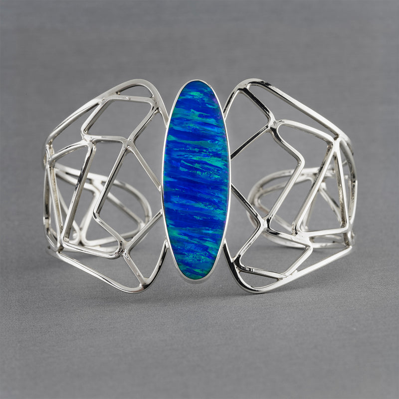 blue opal large butterfly cuff bracelet