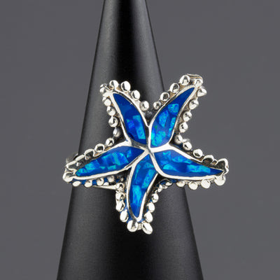blue opal starfish ring