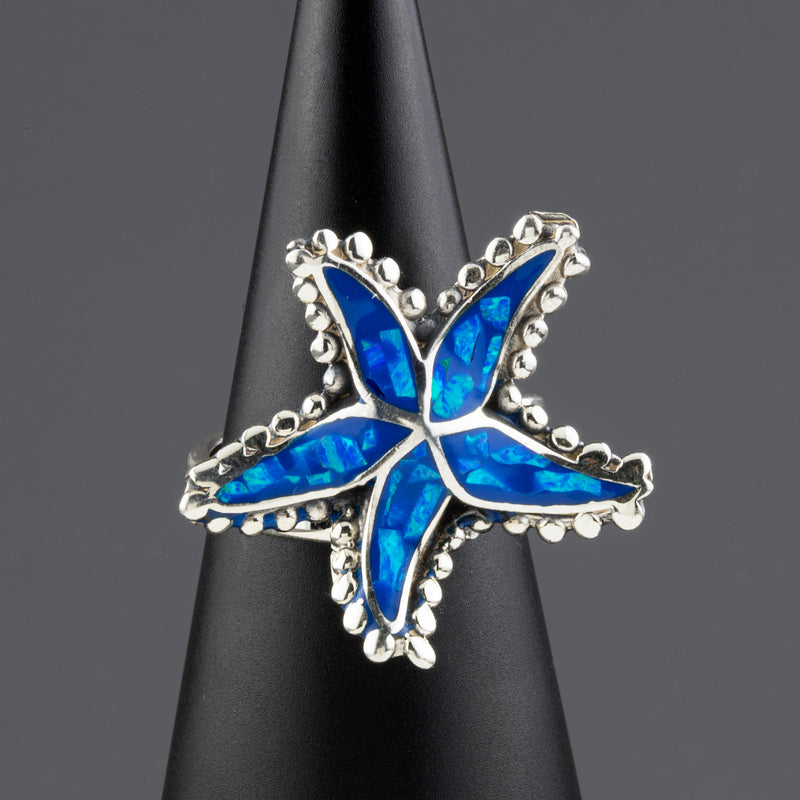 blue opal starfish ring