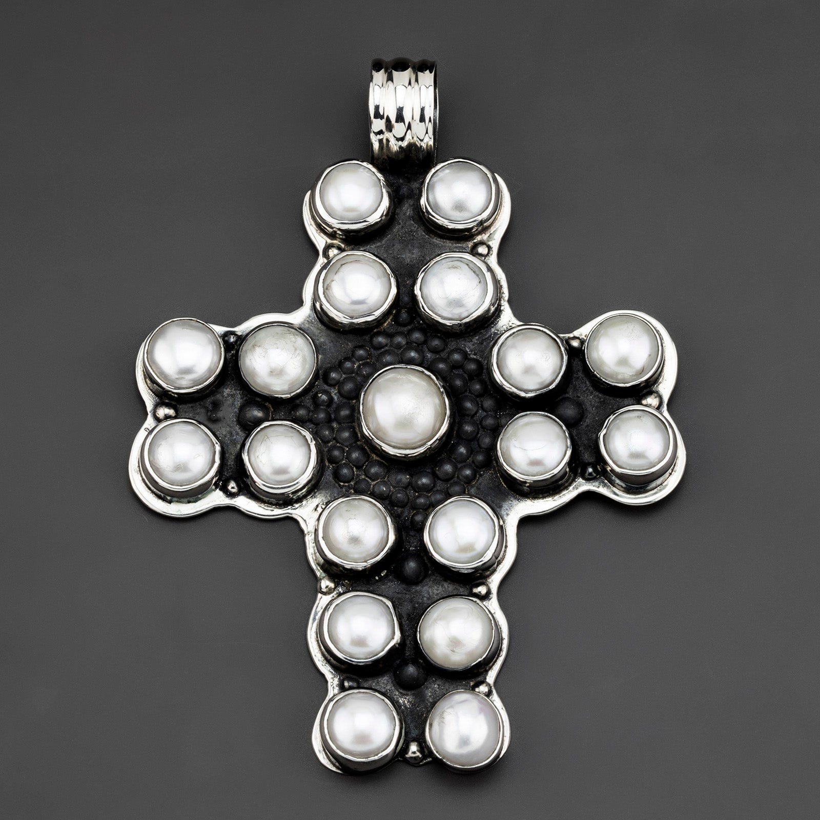 bold large pearl cross pendant