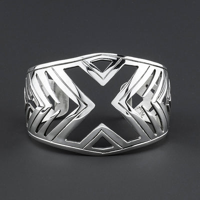 bold wide Mexican sterling silver x cuff bracelet
