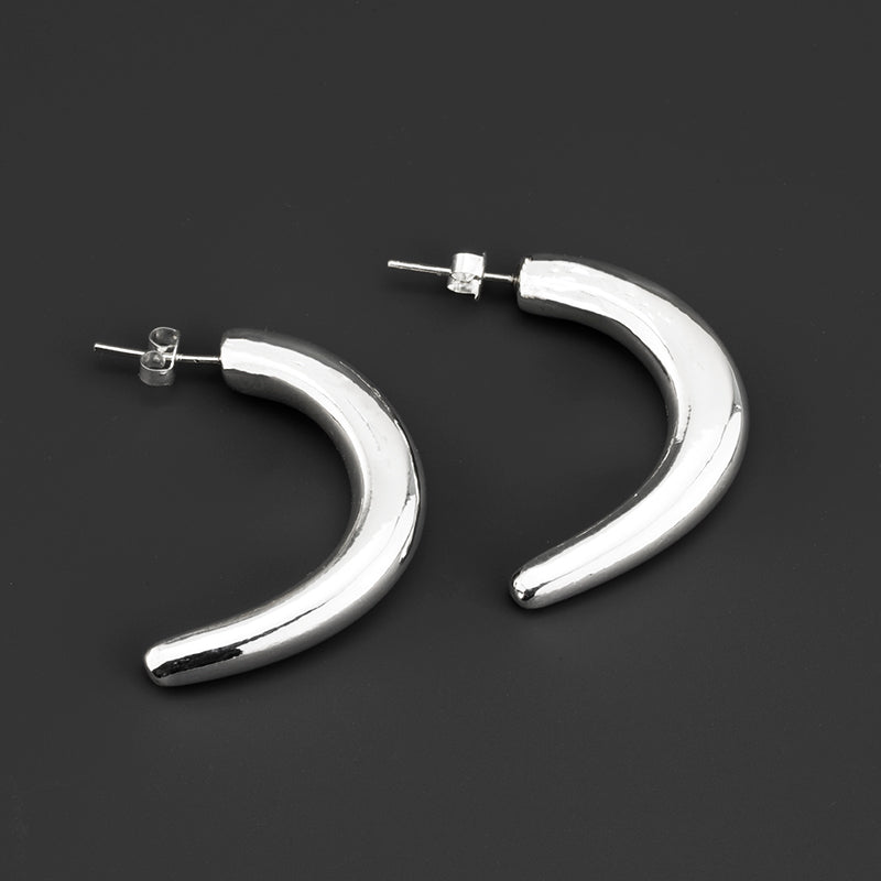 bold sterling silver half hoop earrings