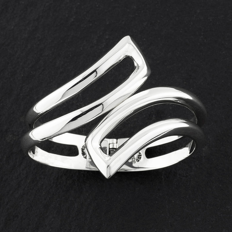 open bold sterling silver hinged bracelet