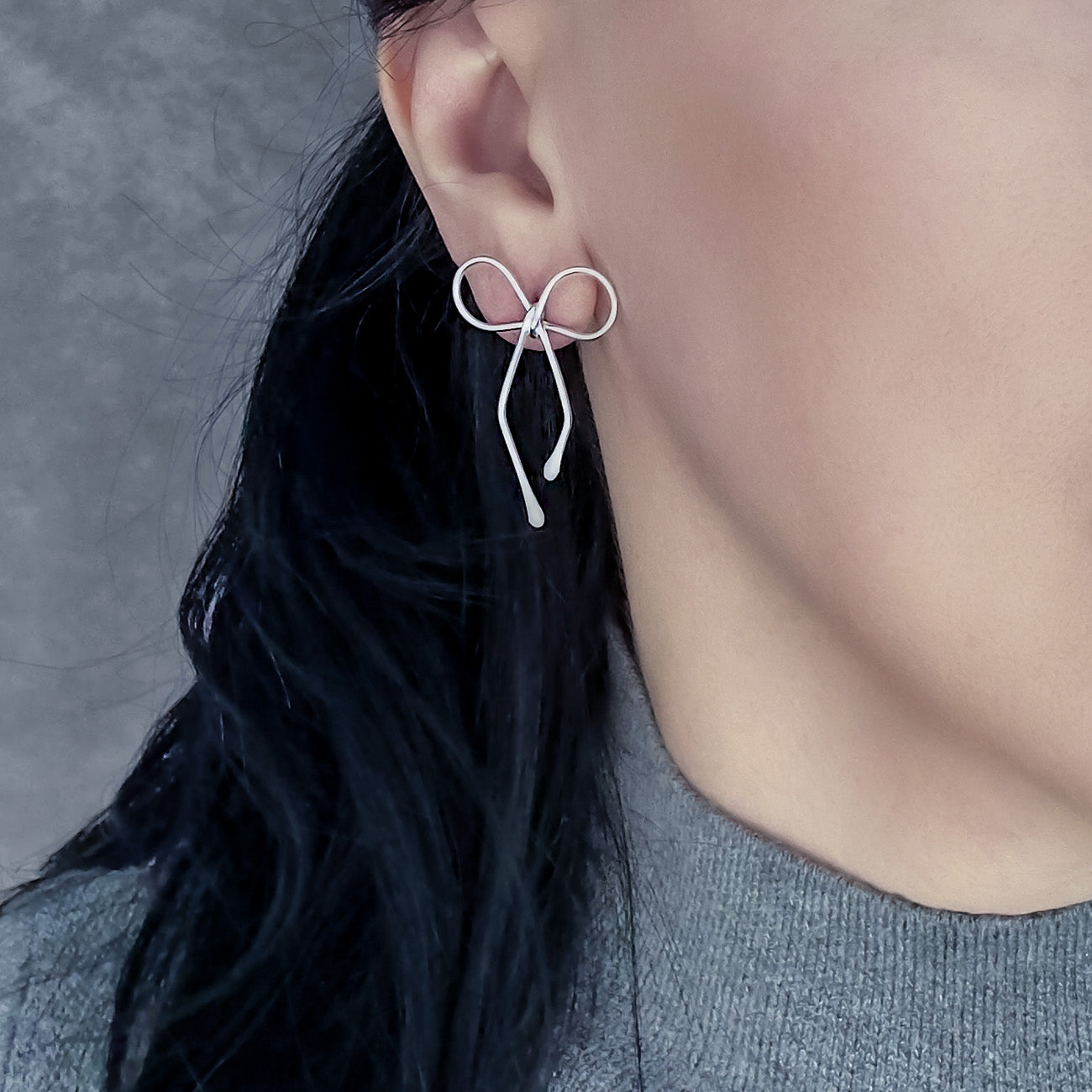 Bow Sterling Silver Stud Earrings