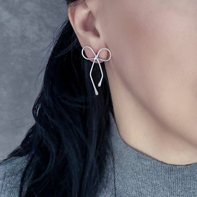 Bow Sterling Silver Stud Earrings