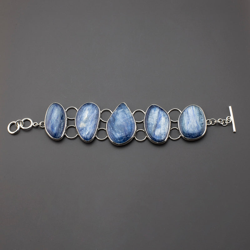 blue dream large silver and kyanite bracelet