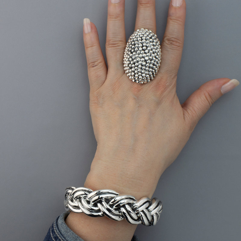 eterna trenza chunky silver bangle