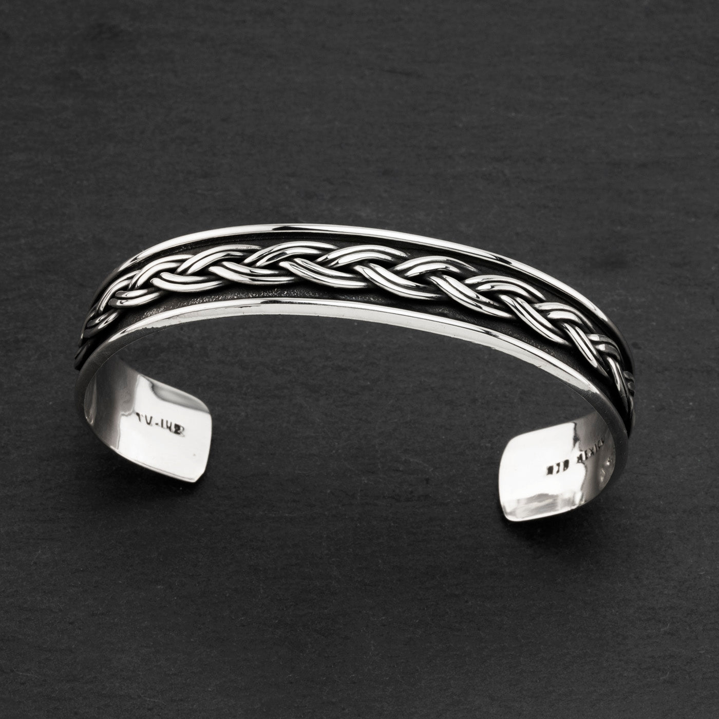 braided Taxco silver cuff bracelet