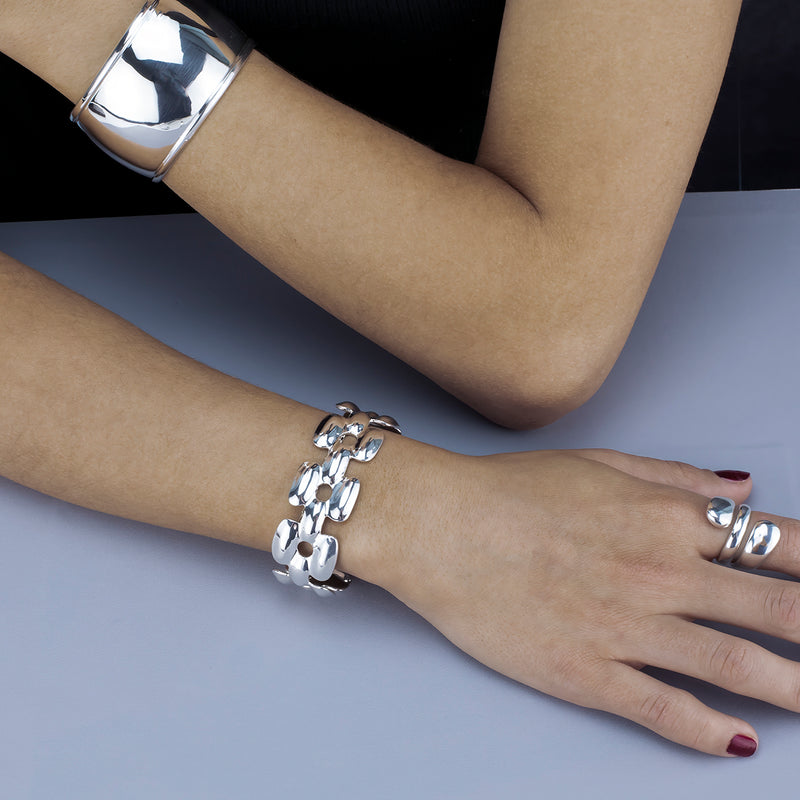 linked allure sterling silver cuff bracelet