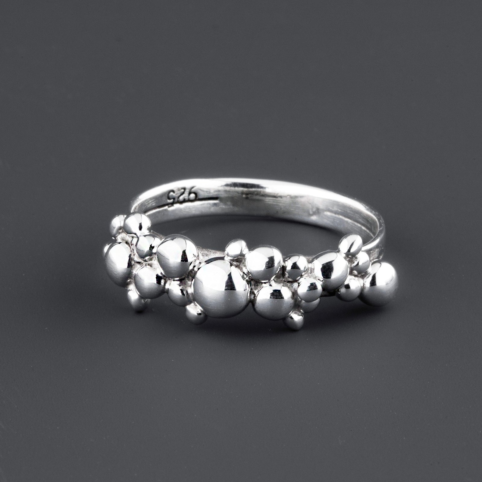 bubble line sterling silver ring