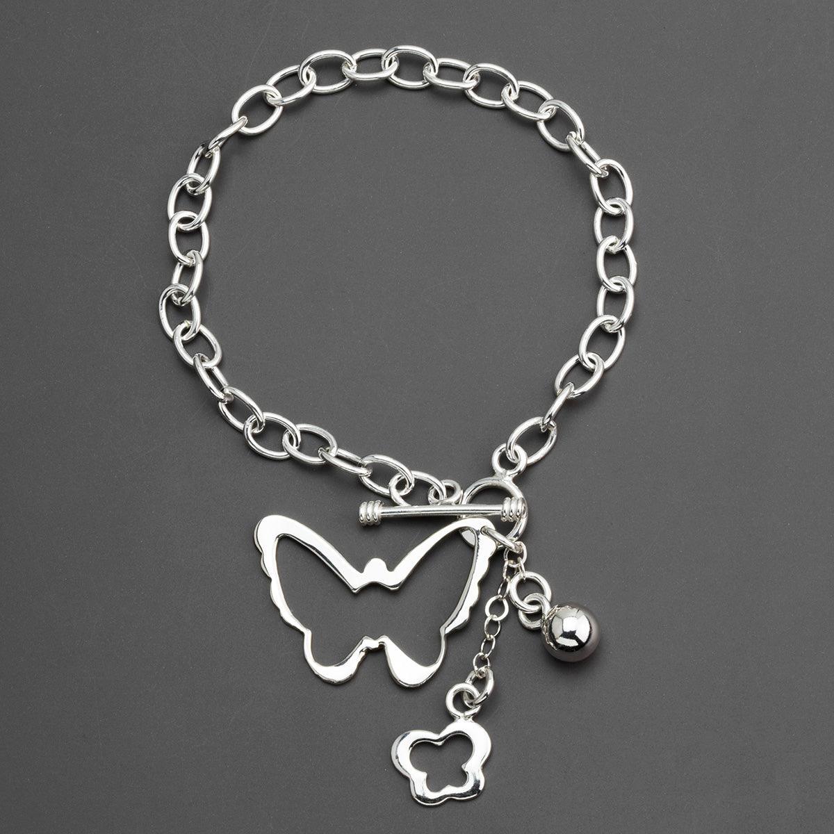butterfly charm sterling silver bracelet
