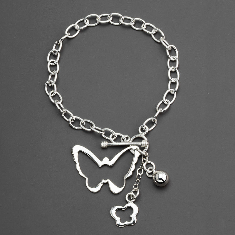 butterfly charm sterling silver bracelet