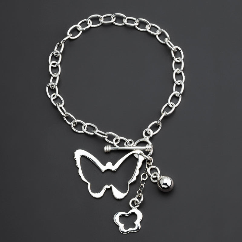 butterfly sterling silver charm bracelet