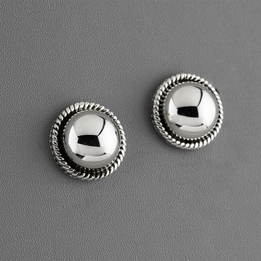 Silver Snaps Button Stud Earrings