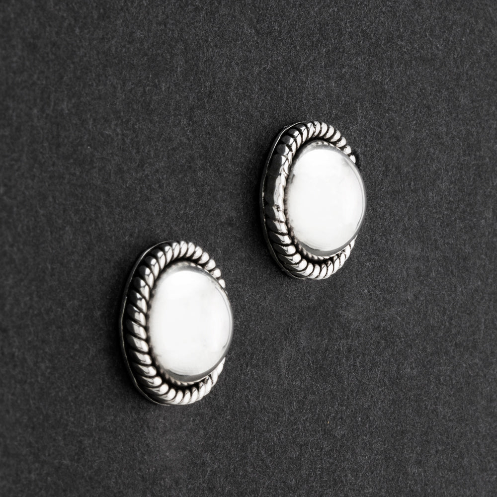 Silver Snaps Button Stud Earrings