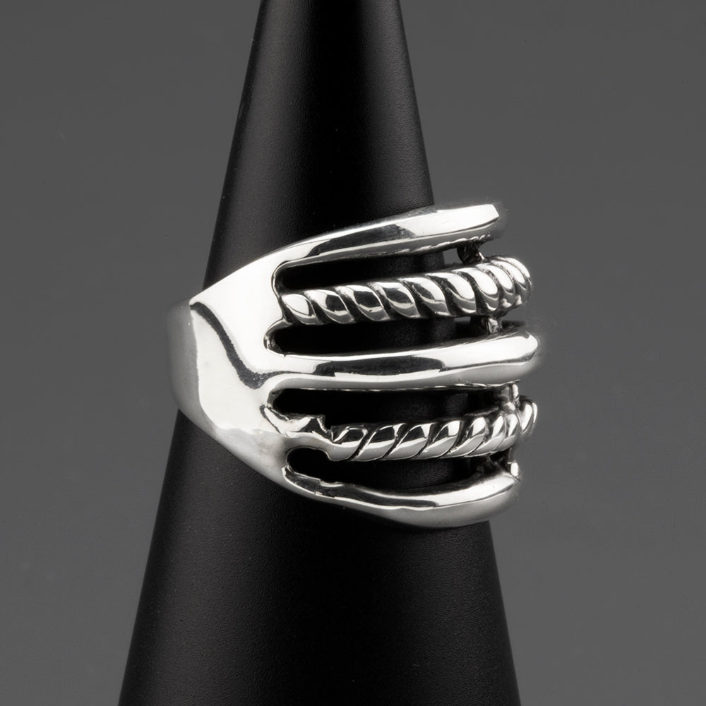 Strata Sterling Silver Wide Band Ring