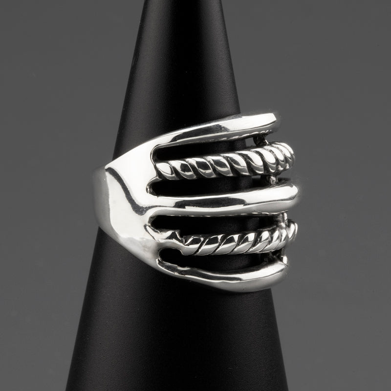 strata sterling silver wide band ring