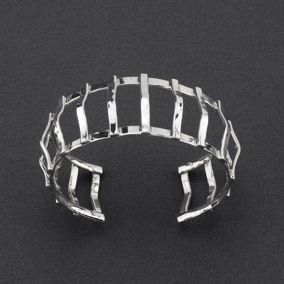 Sterling Silver Architectural Cuff Bracelet