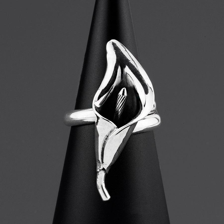 calla lily Mexican silver ring