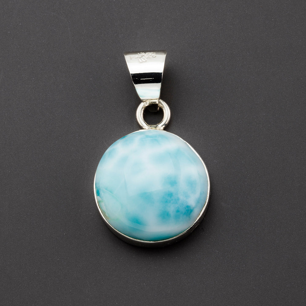 Caribbean bliss round larimar pendant