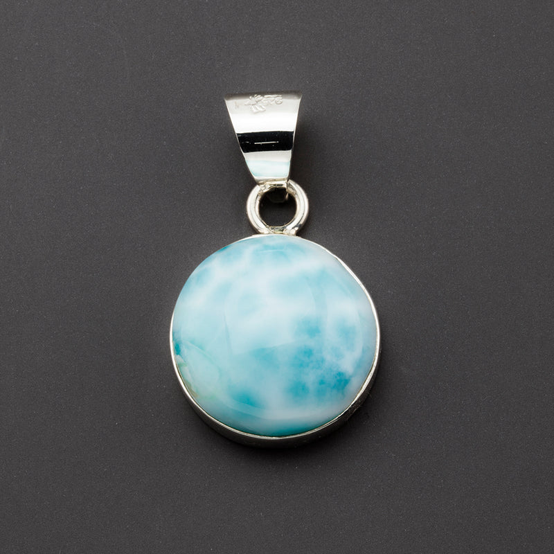 Caribbean bliss round larimar pendant