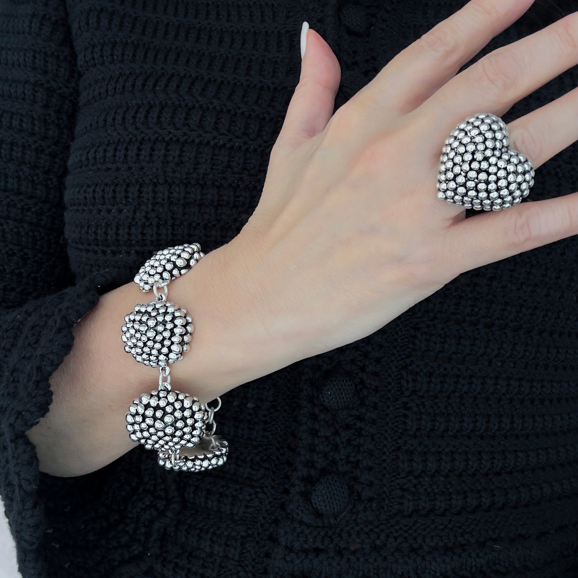 Caviar Heart Ring