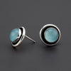 chalcedony button stud earrings