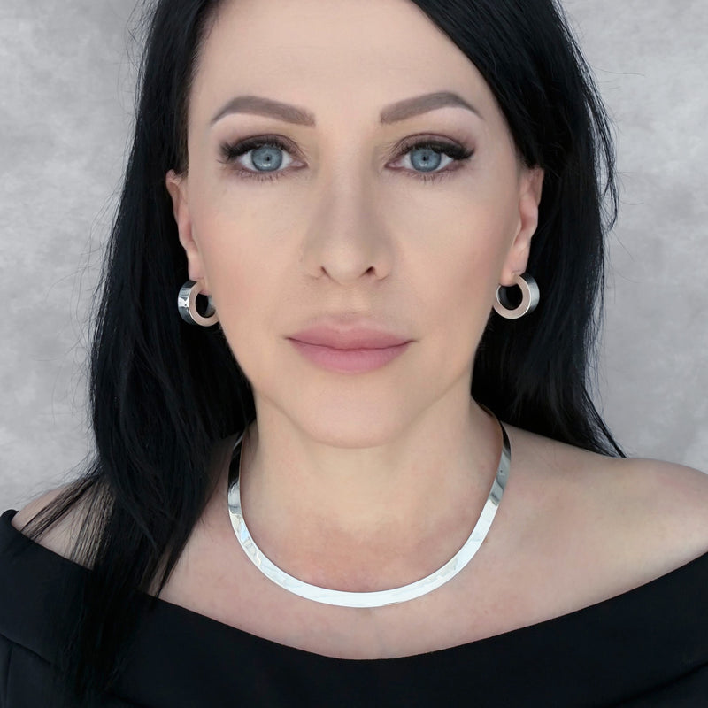 bold thick sterling silver hoop earrings
