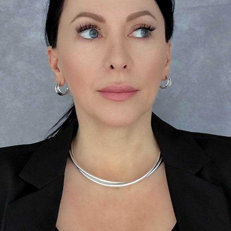 silver orbit choker necklace