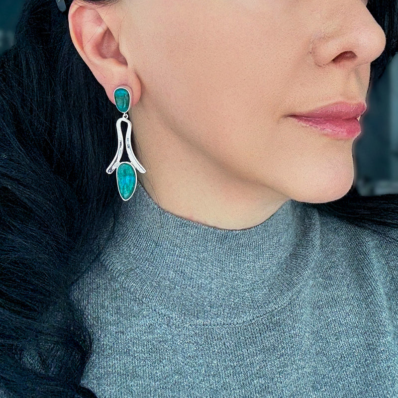 sacred rivers chrysocolla earrings