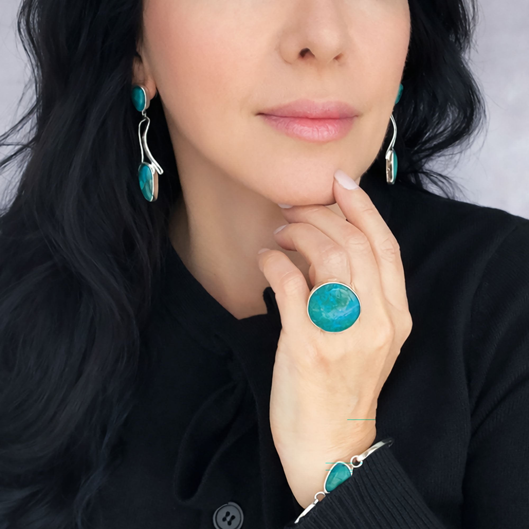 Chrysocolla Clasp Bangle Bracelet