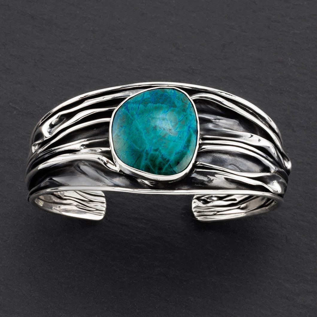 chrysocolla Mexican-silver-cuff bracelet