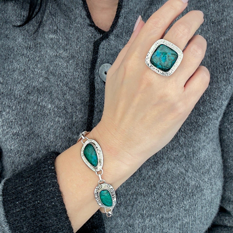 green aura chrysocolla ring
