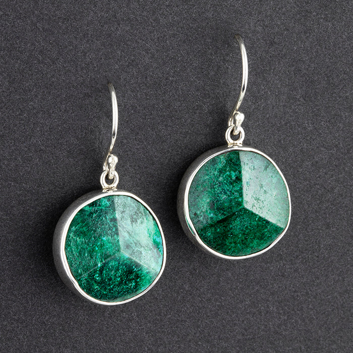 chrysocolla silver drop earrings