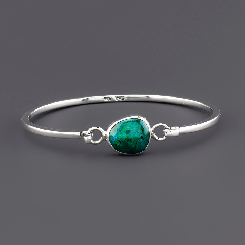 chrysocolla single stone bangle