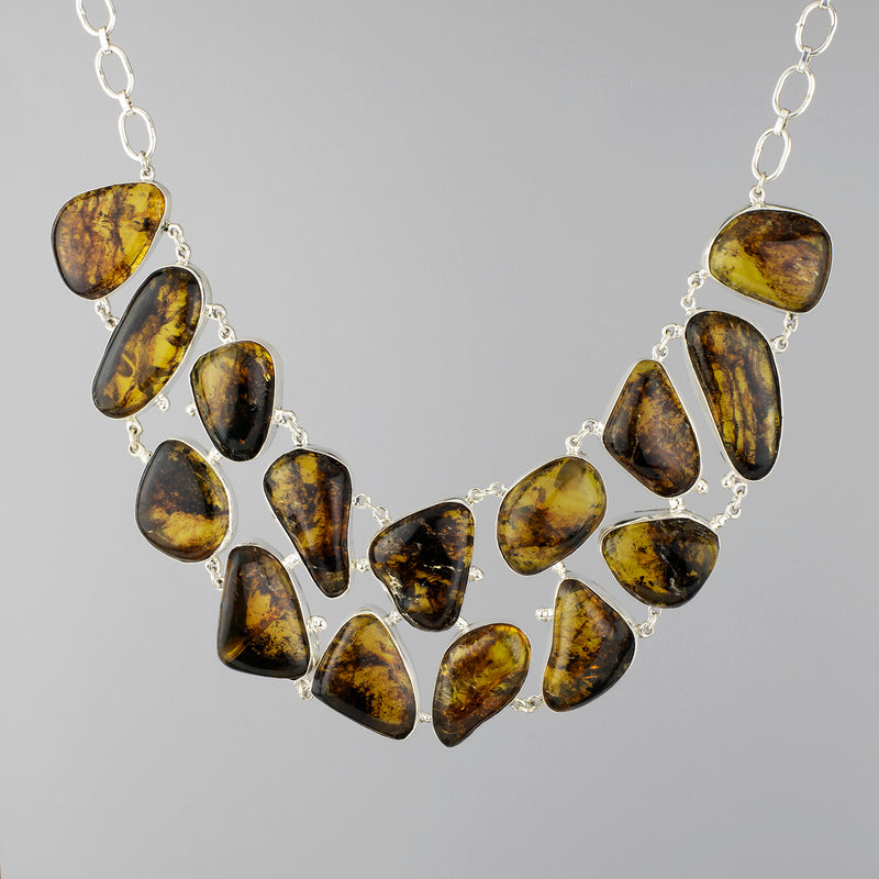 big chunky amber stone statement necklace