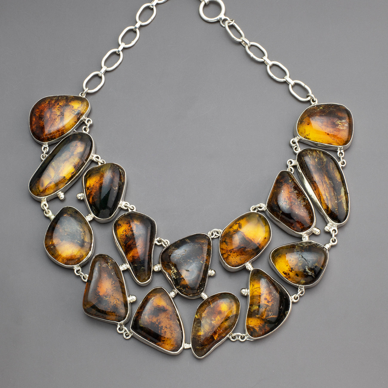 chunky amber statement necklace