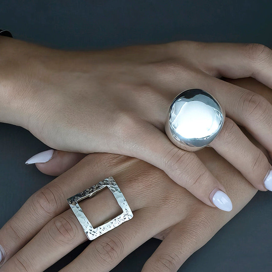 Silver Boldness Chunky Dome Ring - Reveka Rose