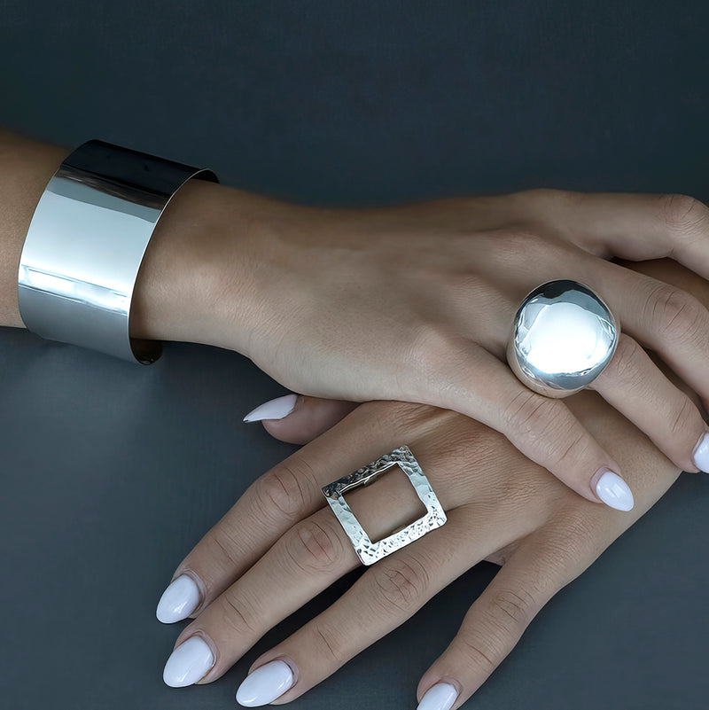 silver boldness chunky dome ring
