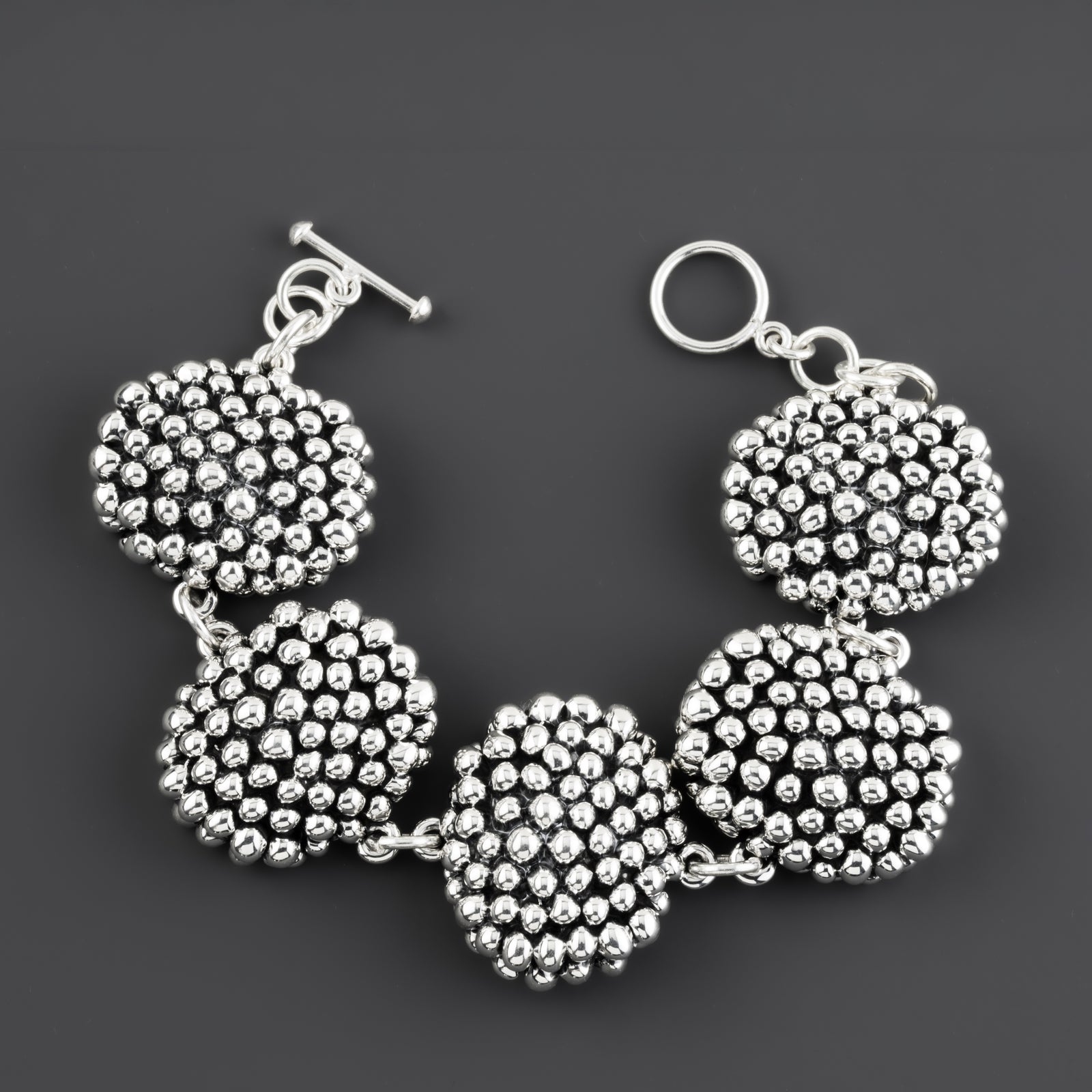 chunky electroformed silver bead bracelet