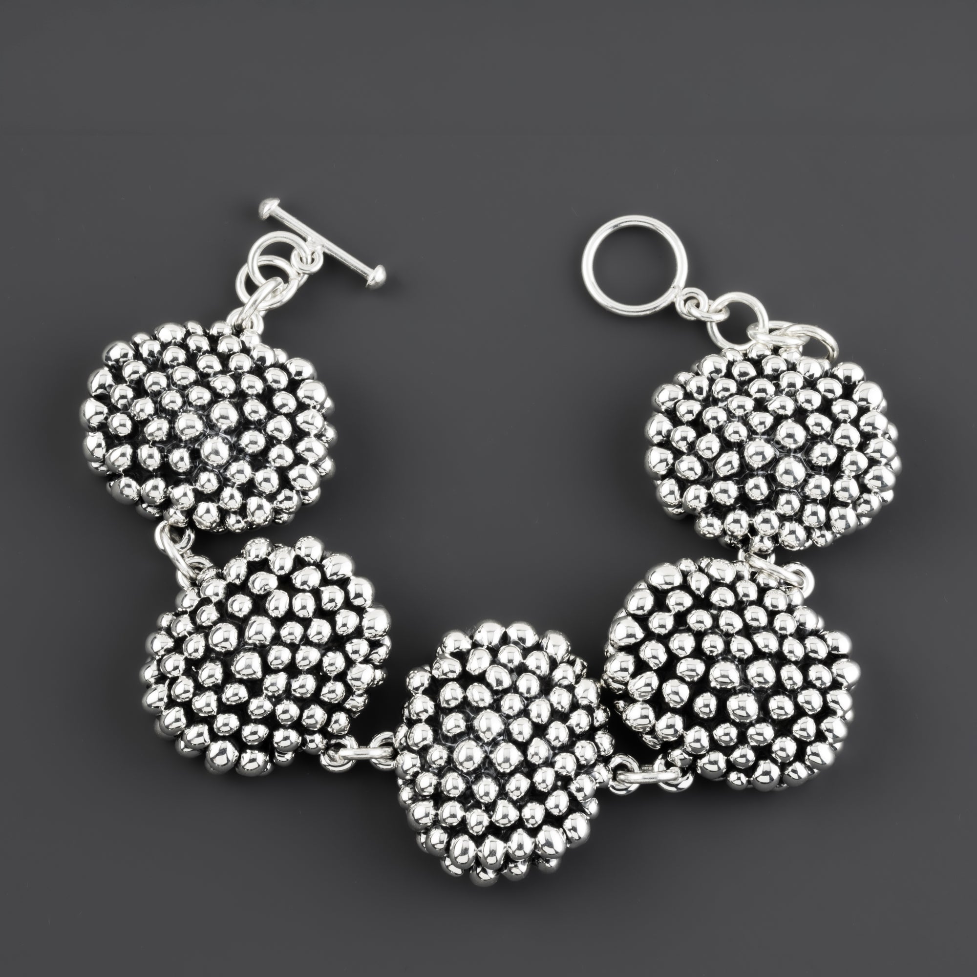 chunky electroformed silver bead bracelet