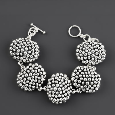 chunky electroformed silver bead bracelet