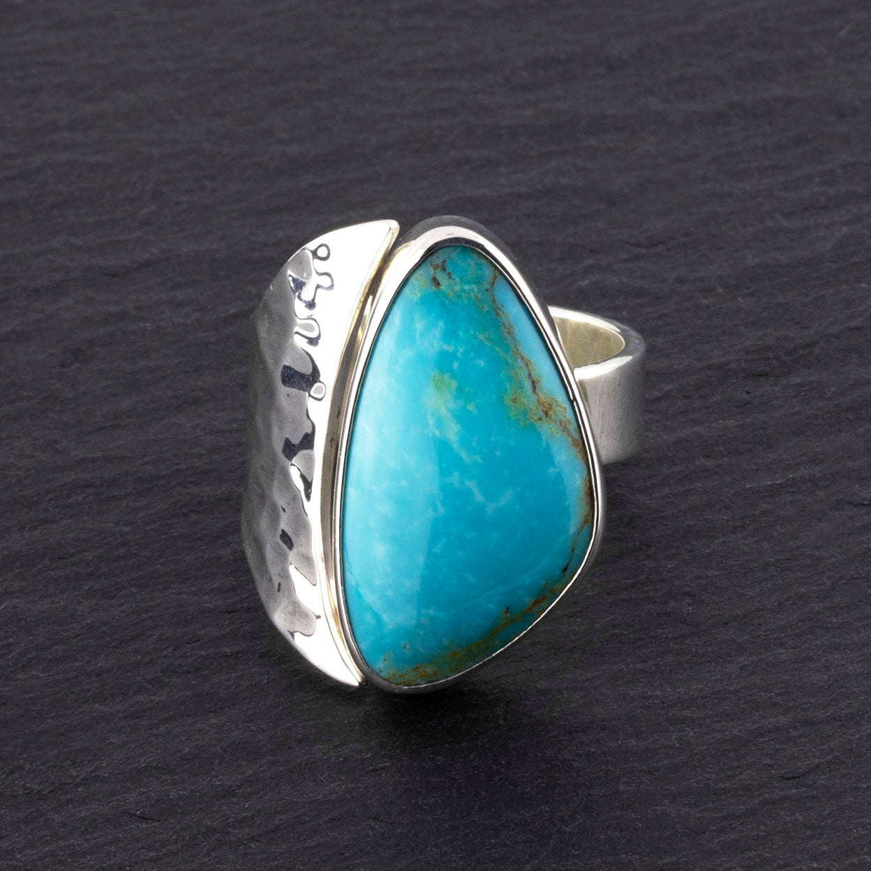 chunky genuine turquoise ring