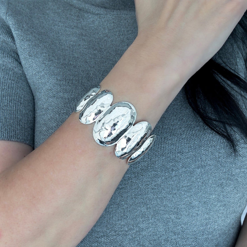 silver luxe hammered cuff bracelet