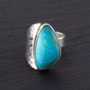 chunky hammered silver genuine turquoise ring